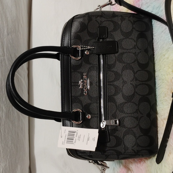 SALE! NWT Coach Signature Graphic Black Bag W Strap - Picture 2 of 10